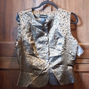Halston Heritage Metallic Brocade Vest